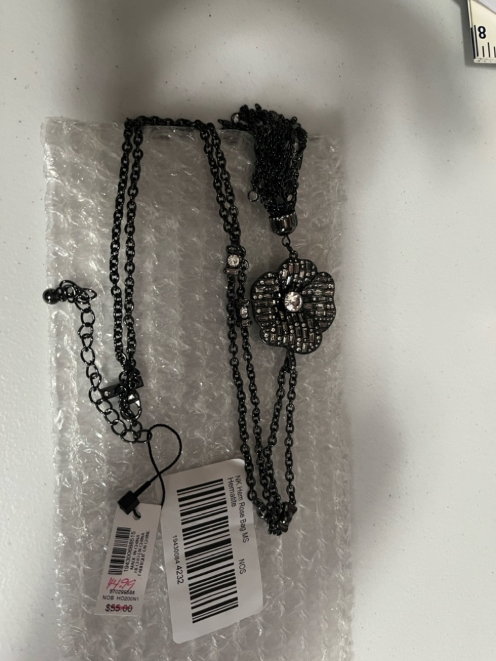 Chico's Hematite-Tone Layered Chain Necklace